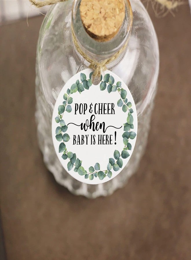 EKSPLODI None Brand Baby Shower Mini Champagne Bottle Tags, 50 Count with Greenery Design & Golden Ribbon - Image 3